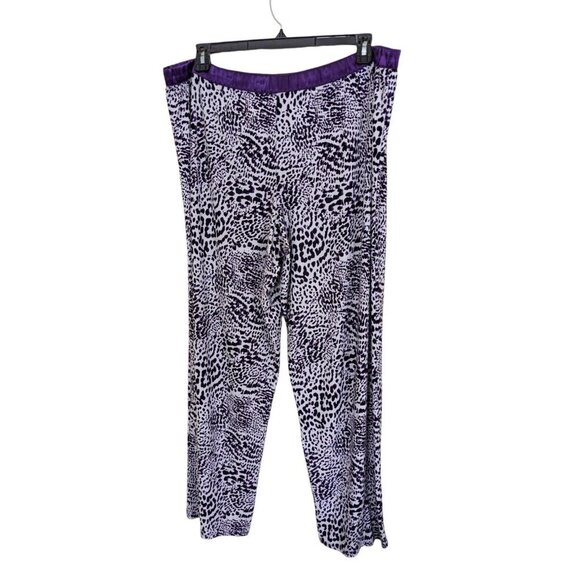 Alfani Intimates Leopard Print Pajama Sleep Pants Womens Plus XXL Purple Black - Picture 1 of 4